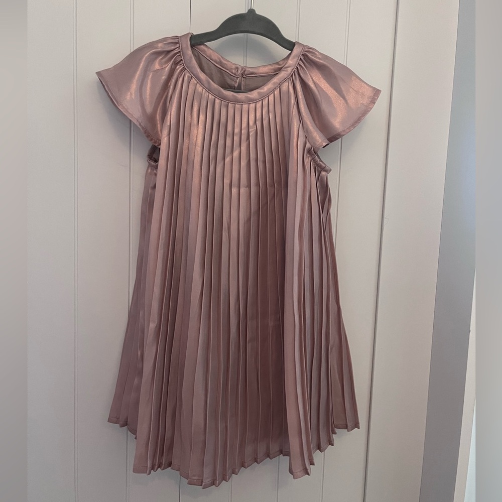 BabyGAP Pleated Satin Flutter Sleeve Dress - Dusty Rose